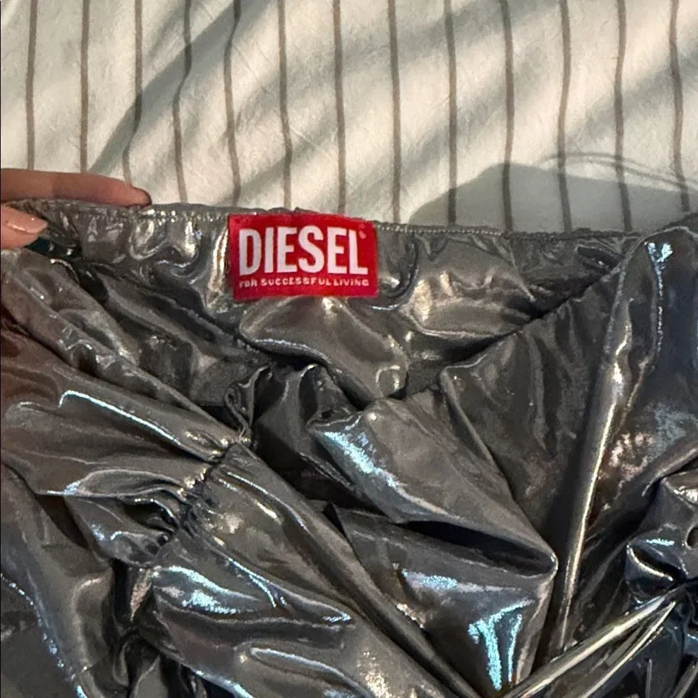 Diesel Shiny Gray High-Waisted Skirt M - Picture 6 of 10